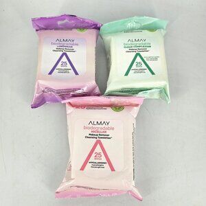 Almay Makeup Remover Towelettes 25ct 3 Pack Variety Set Assorted Biodegradable